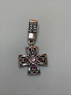 Premier Designs Marissa Cross enhancer/pendant with purple rhinestones - 2”